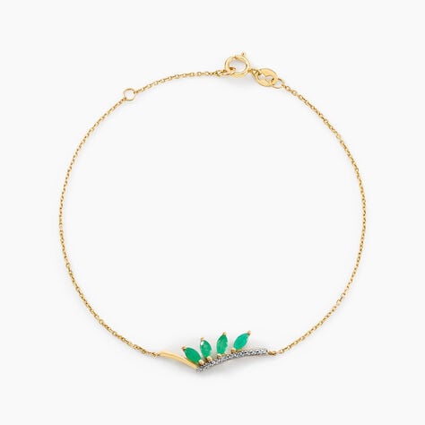 Bracelet Navette Or Jaune Emeraude Diamant - Bracelets cha&icirc;nes Femme | Marc Orian