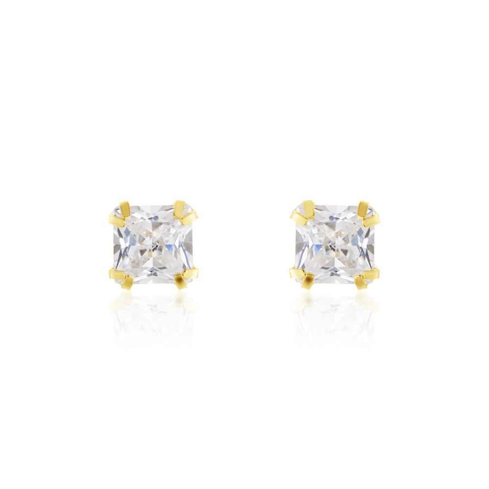 Boucles D'oreilles Puces Or Jaune Doreen Oxydes De Zirconium - Puces Famille | Marc Orian