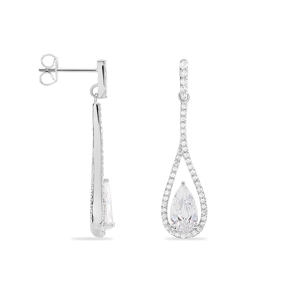 Boucles D'oreilles Pendantes Elorah Argent Blanc Oxyde De Zirconium - Pendantes Femme | Marc Orian