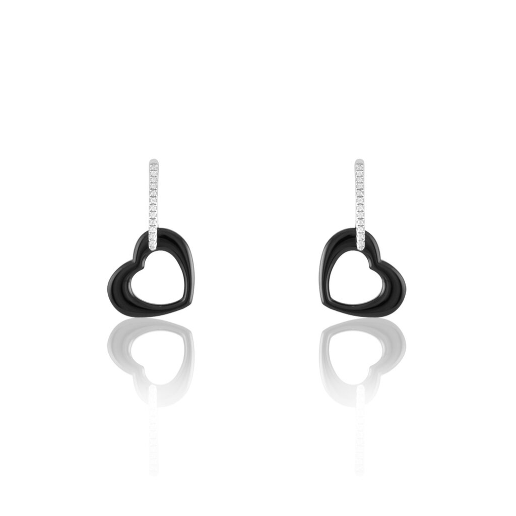 Boucles D'oreilles Pendantes Elodie Argent Blanc Oxyde Et C&eacute;ramique - Pendantes Femme | Marc Orian