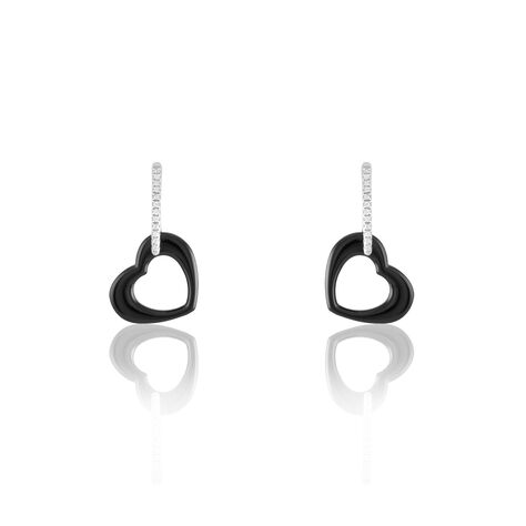 Boucles D'oreilles Pendantes Elodie Argent Blanc Oxyde Et C&eacute;ramique - Pendantes Femme | Marc Orian