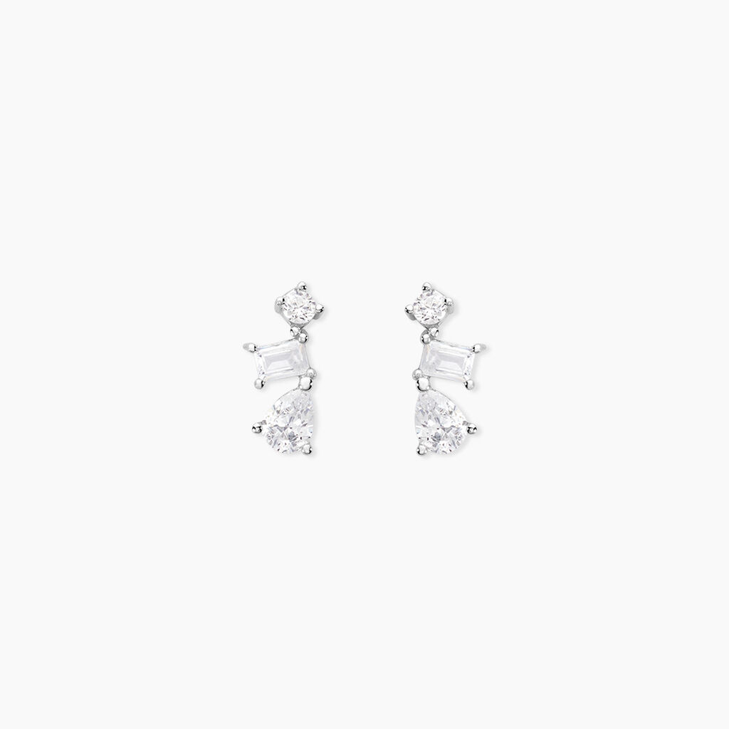Boucles D'oreilles Puces Chadia Argent Blanc Oxyde De Zirconium - Puces Femme | Marc Orian