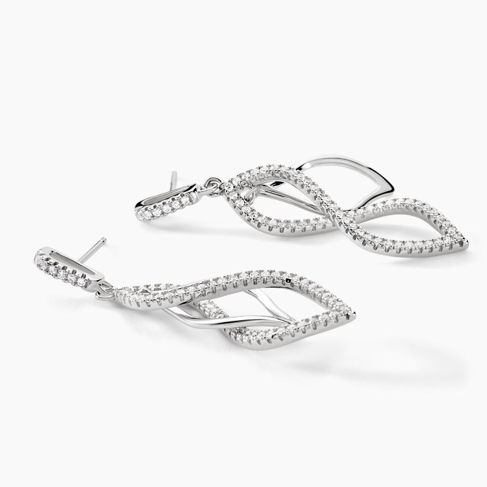 Boucles D'oreilles Pendantes Malika Argent Blanc Oxyde De Zirconium - Pendantes Femme | Marc Orian