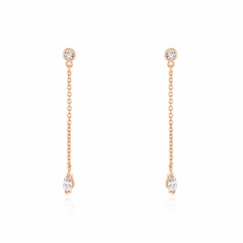 Boucles D'oreilles Pendantes Kenta Argent Rose Oxyde De Zirconium - Pendantes Femme | Marc Orian
