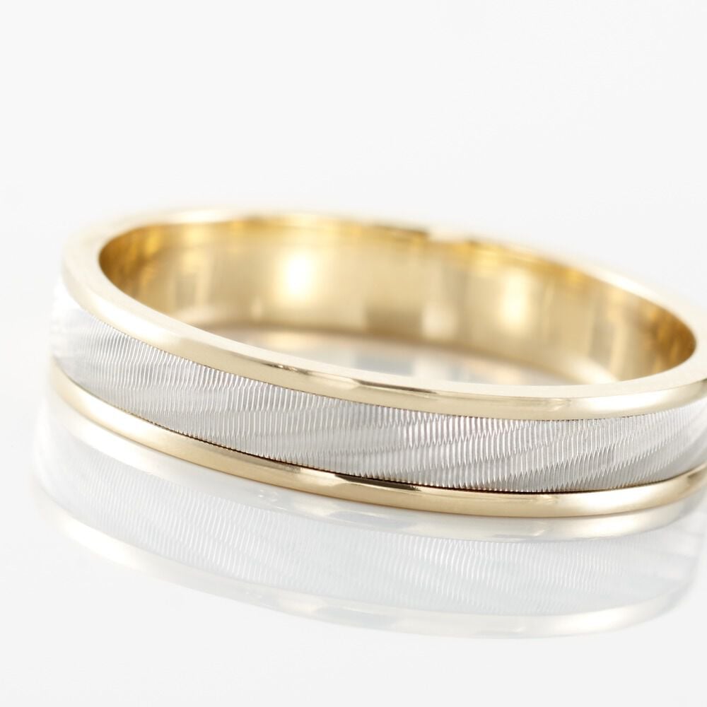Alliance Effet Mat Ruban Plat Or Bicolore - Alliances duo Unisex | Marc Orian