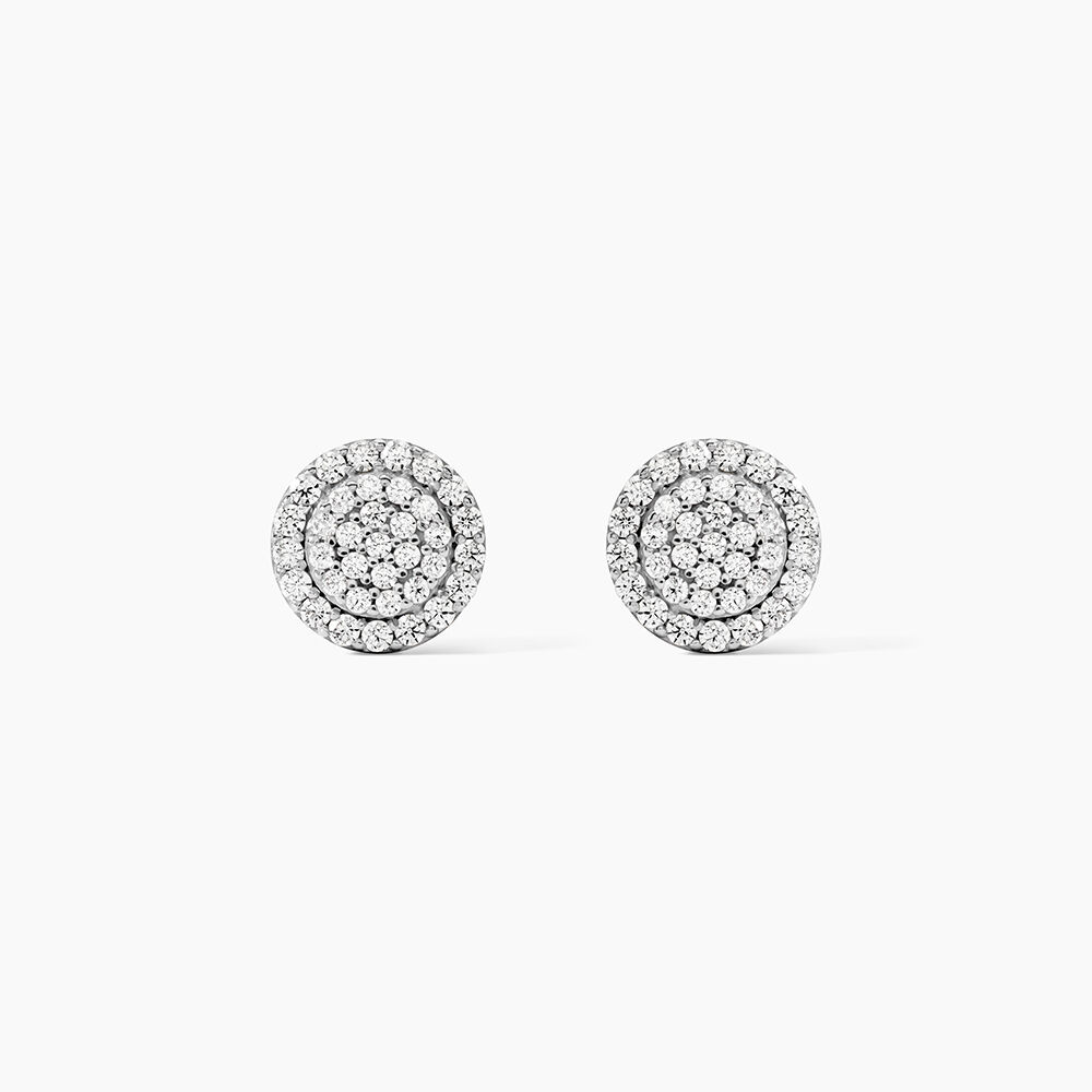 Boucles D'oreilles Puces Classic Or Blanc Oxyde De Zirconium - Puces Femme | Marc Orian