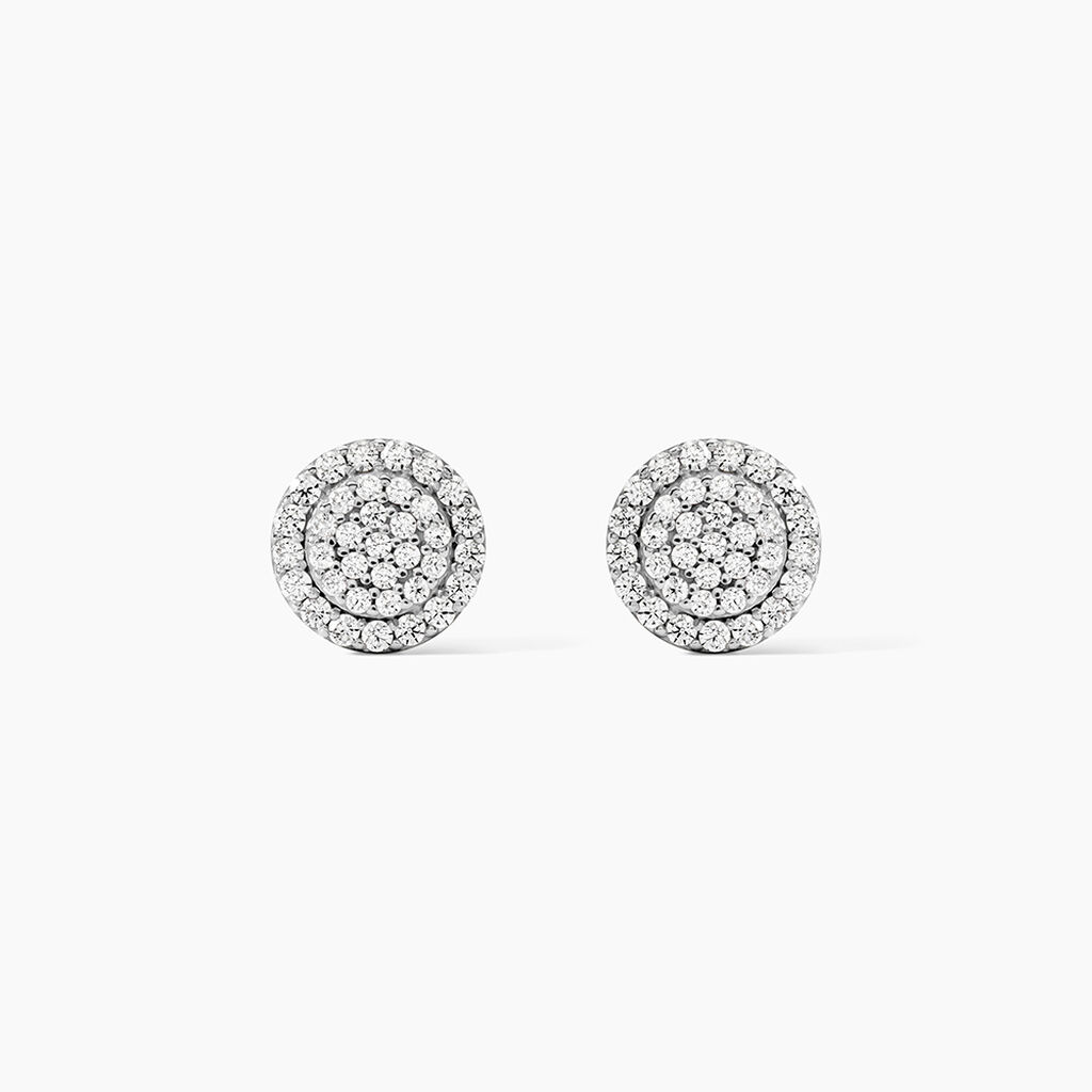 Boucles D'oreilles Puces Classic Or Blanc Oxyde De Zirconium - Puces Femme | Marc Orian