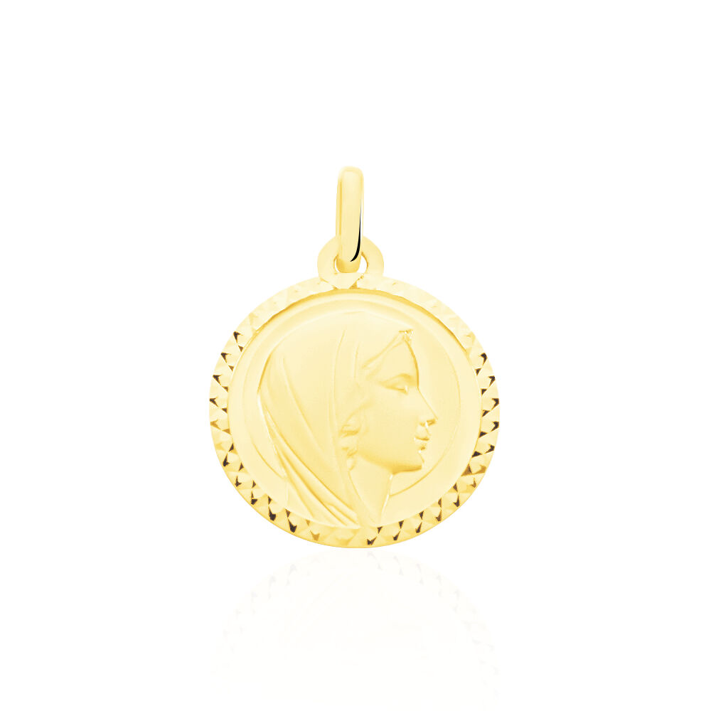 Pendentif Vierge Rond Strie Or Jaune - Bijoux personnalis&eacute;s Famille | Marc Orian