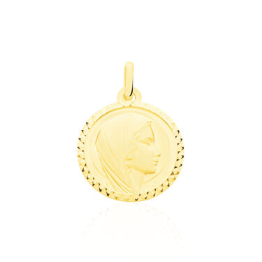 Pendentif Vierge Rond Strie Or Jaune