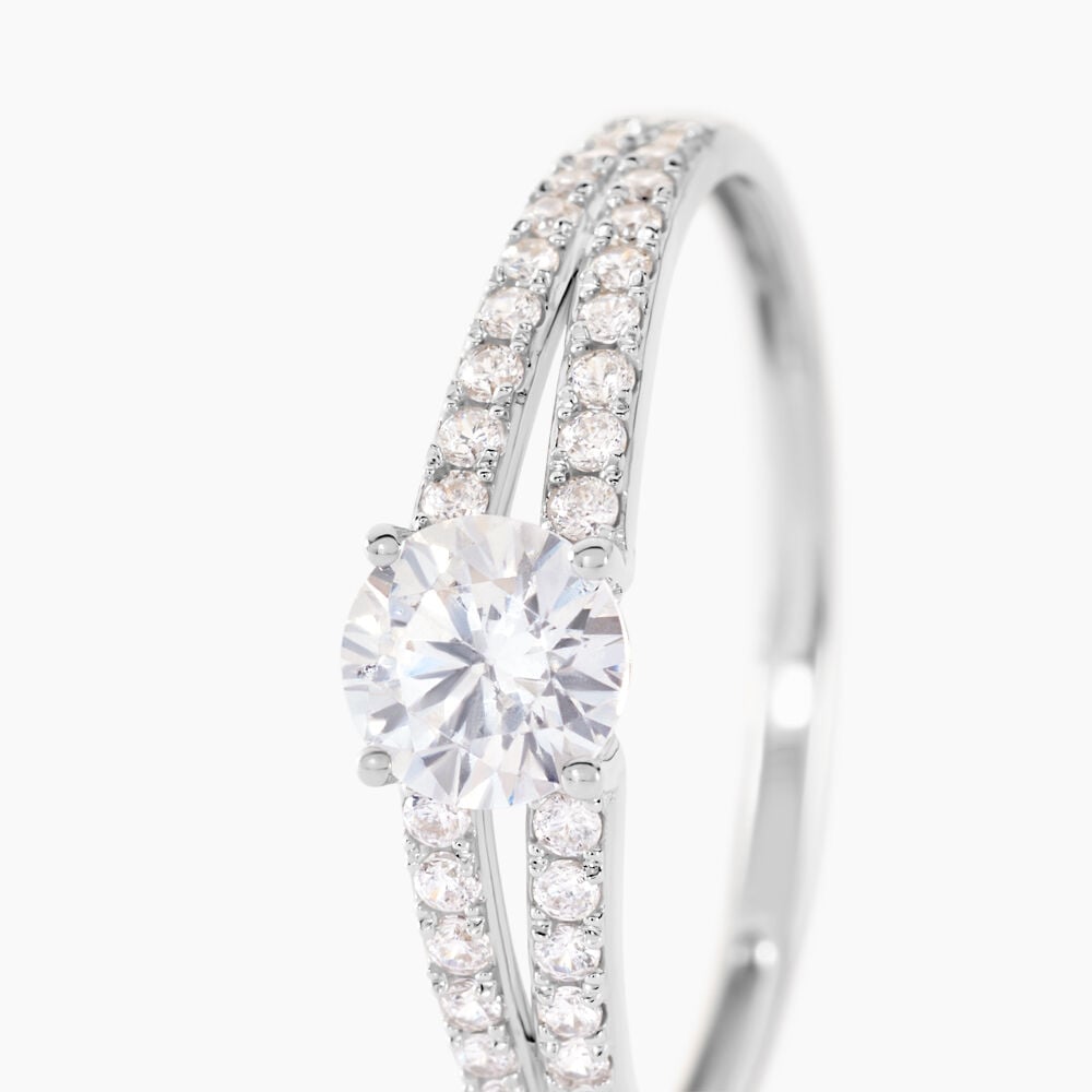 Bague Fina Or Blanc Oxyde De Zirconium - Solitaires Femme | Marc Orian