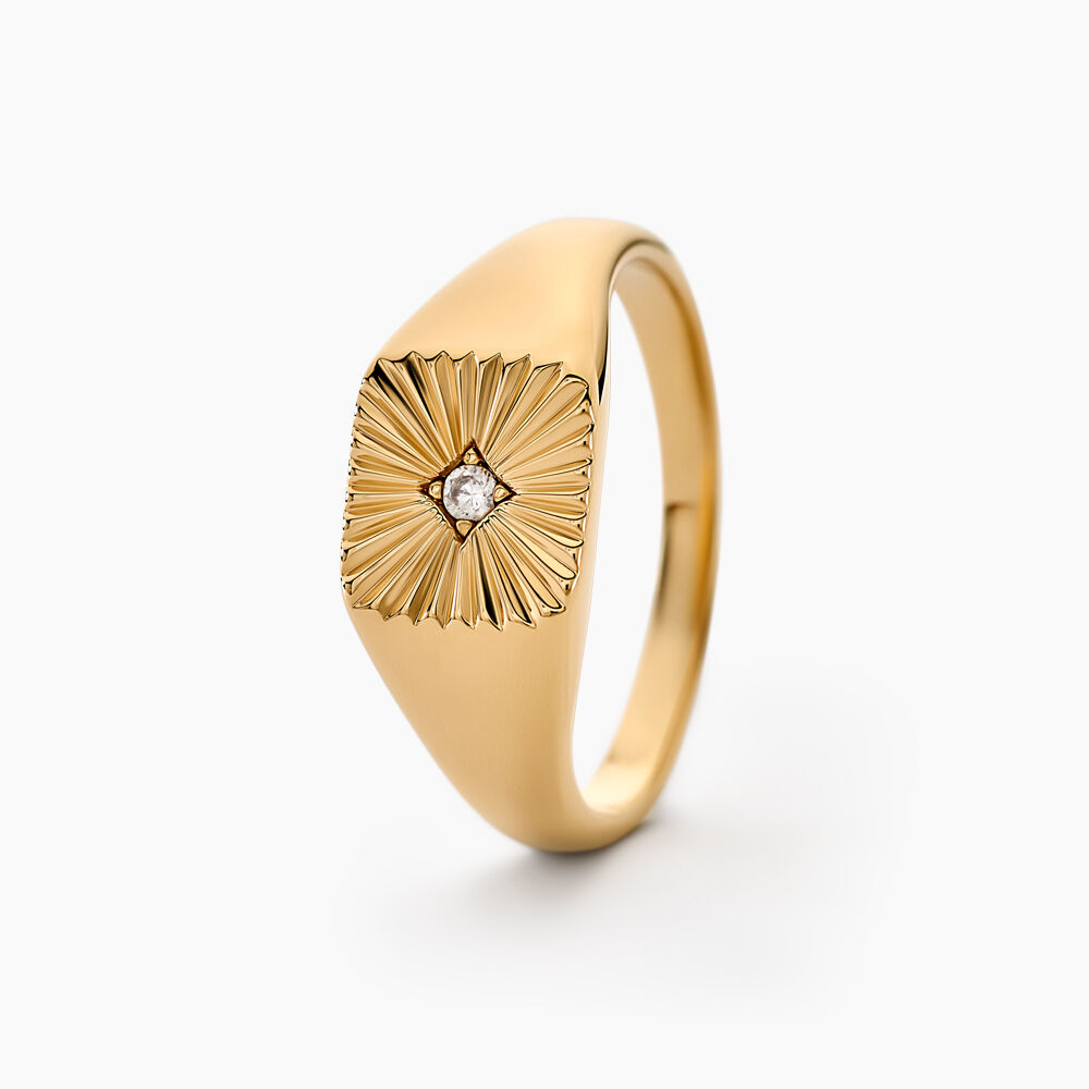 Chevaliere Plaqué Or Erditse Oxyde De Zirconium - Solitaires Femme | Marc Orian