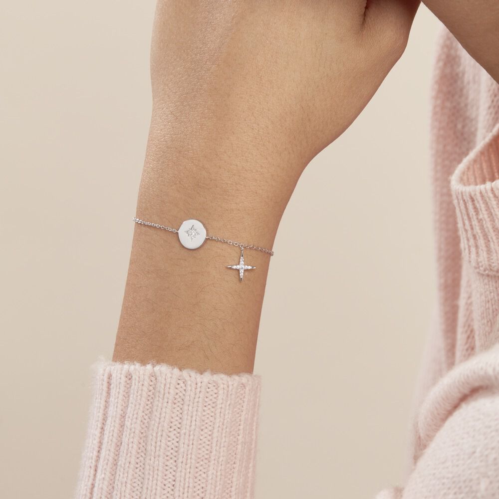 Bracelet Pluton Argent Blanc Oxyde De Zirconium - Bracelets Medailles Femme | Marc Orian