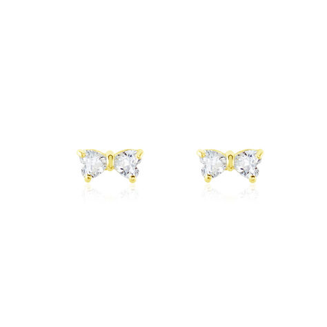 Boucles D'oreilles Puces Darina Noeud Or Jaune Oxyde De Zirconium - Clous d'oreilles Femme | Marc Orian