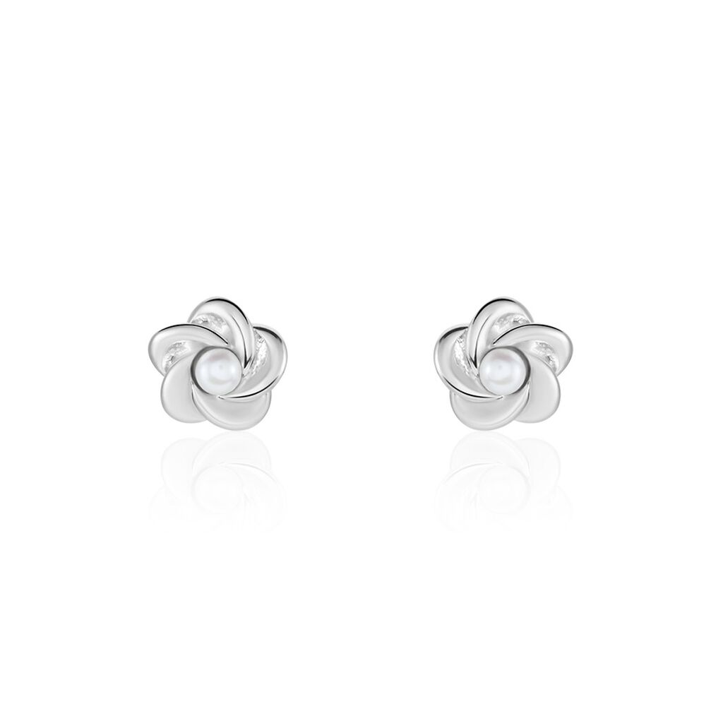 Boucles D'oreilles Puces Kanani Argent Blanc Perle De Culture - Puces Femme | Marc Orian