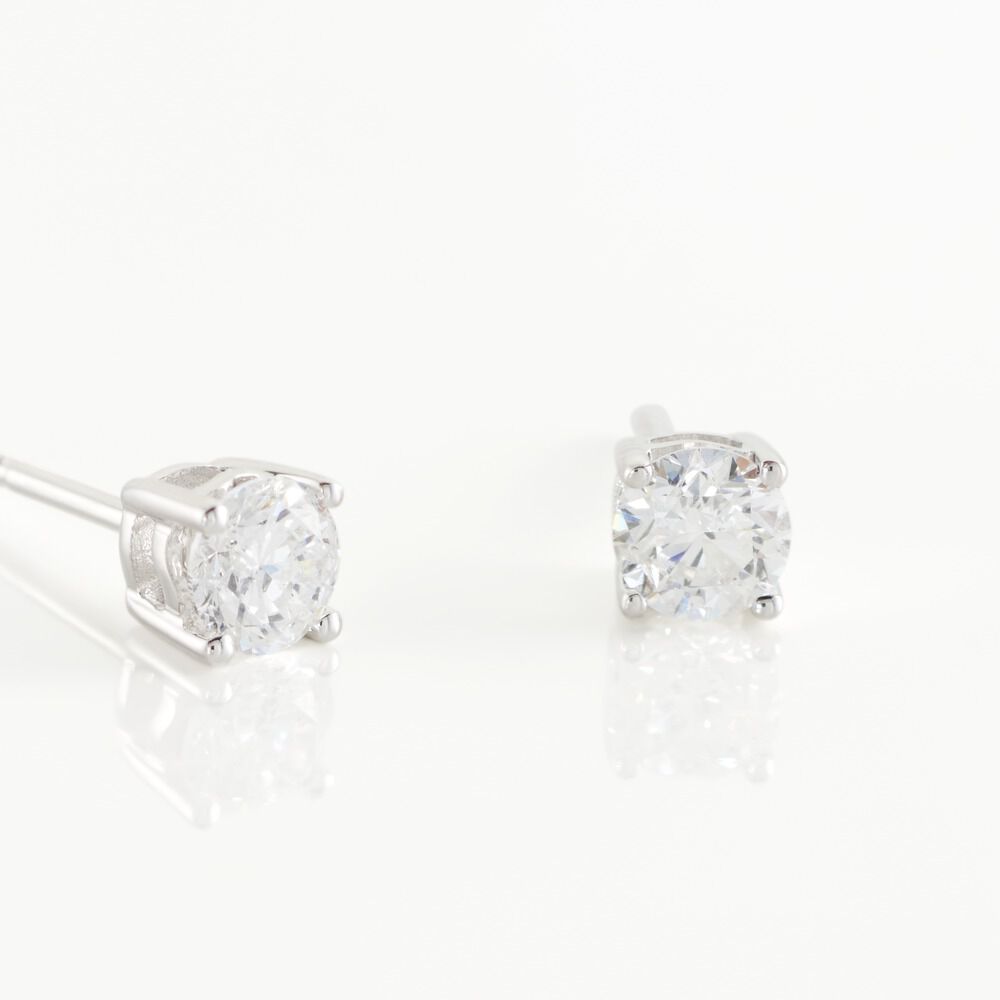 Boucles D'oreilles Puces Or Blanc Victoria Diamants - Puces Femme | Marc Orian