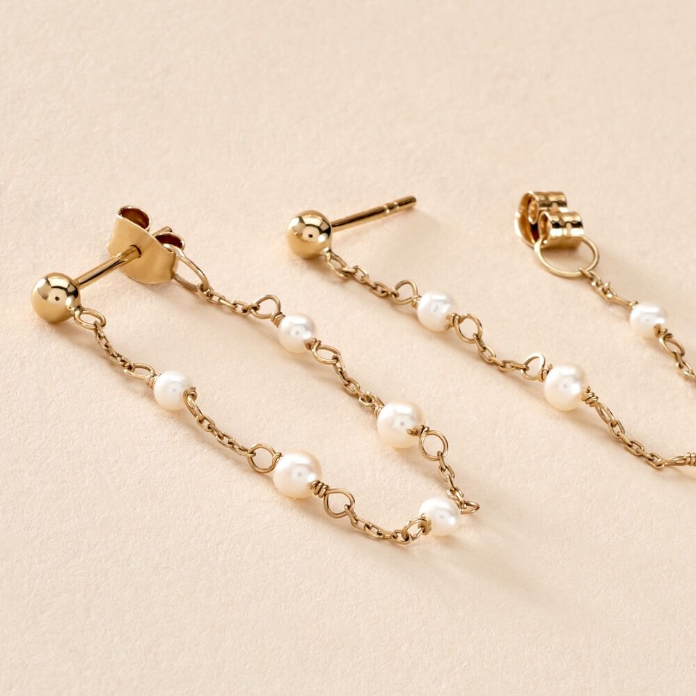 Bijoux D'oreilles Philippina Or Jaune Perle De Culture - Piercings d'oreilles Femme | Marc Orian