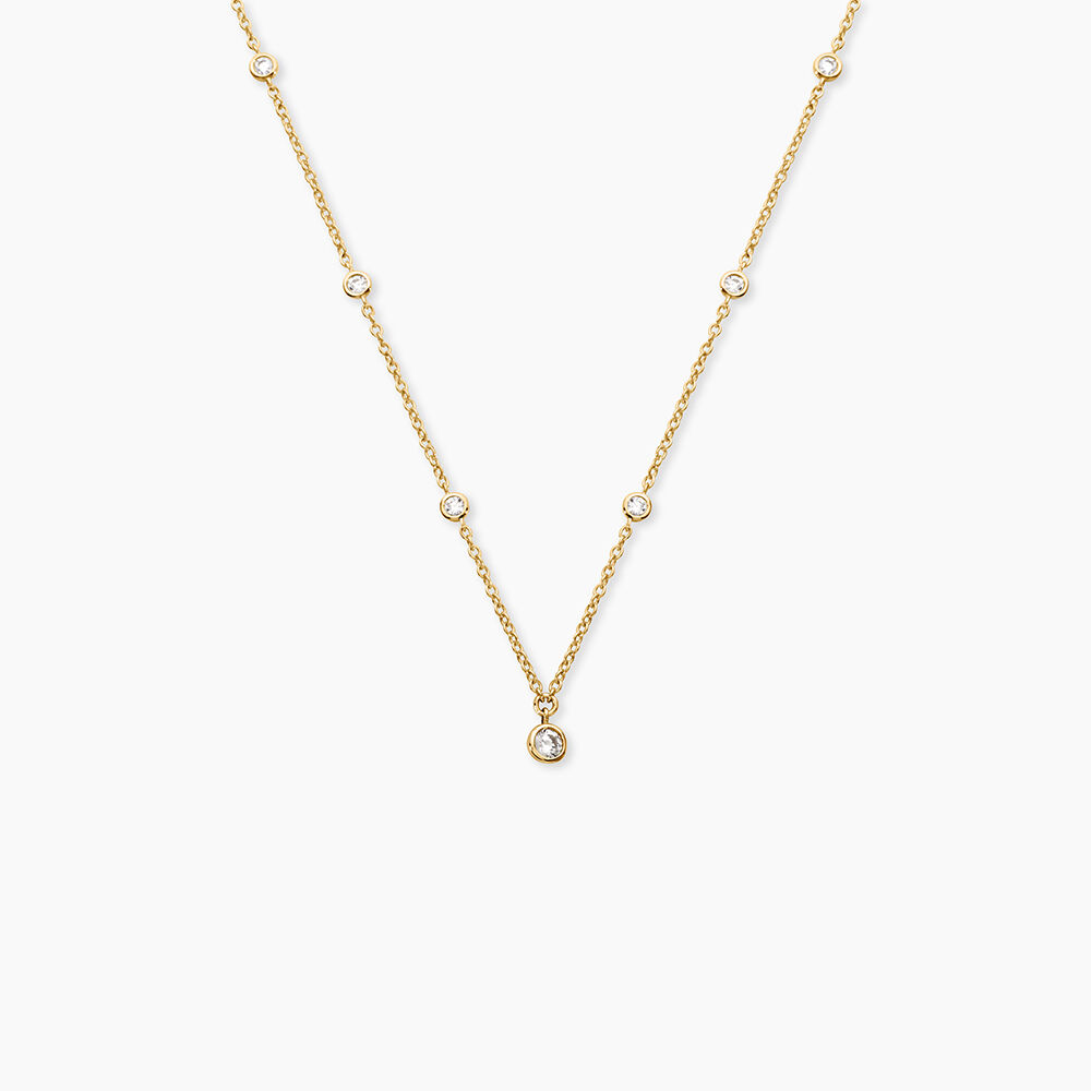 Collier Modestie Argent Dor&eacute; A L'Or 750/1000 Oxyde De Zirconium - Colliers avec pierres Femme | Marc Orian