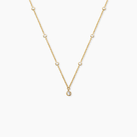 Collier Modestie Argent Dor&eacute; A L'Or 750/1000 Oxyde De Zirconium - Colliers avec pierres Femme | Marc Orian
