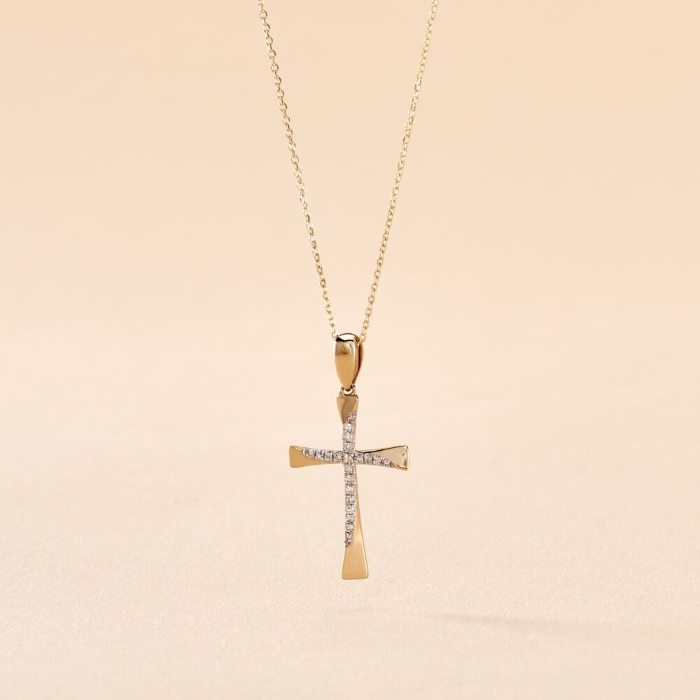 Collier Canice Croix Or Jaune Diamant - Colliers avec pierres Femme | Marc Orian