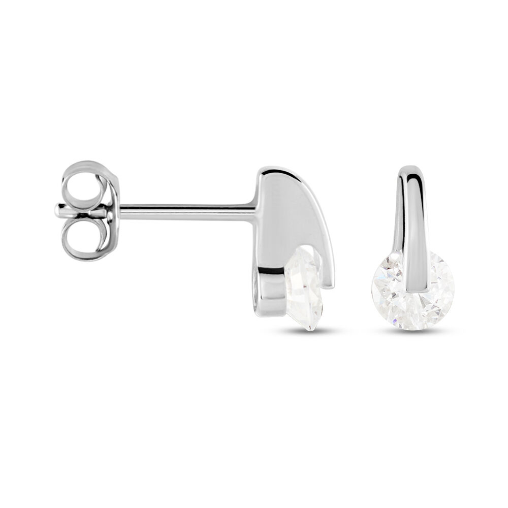 Boucles D'oreilles Pendantes Vera Argent Blanc Oxyde De Zirconium - Puces Femme | Marc Orian