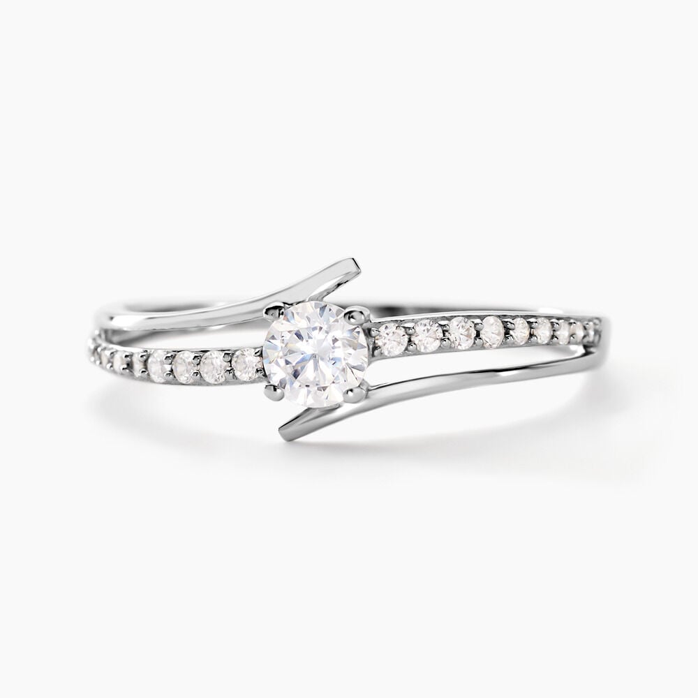Bague April Or Blanc Oxyde De Zirconium - Solitaires Femme | Marc Orian