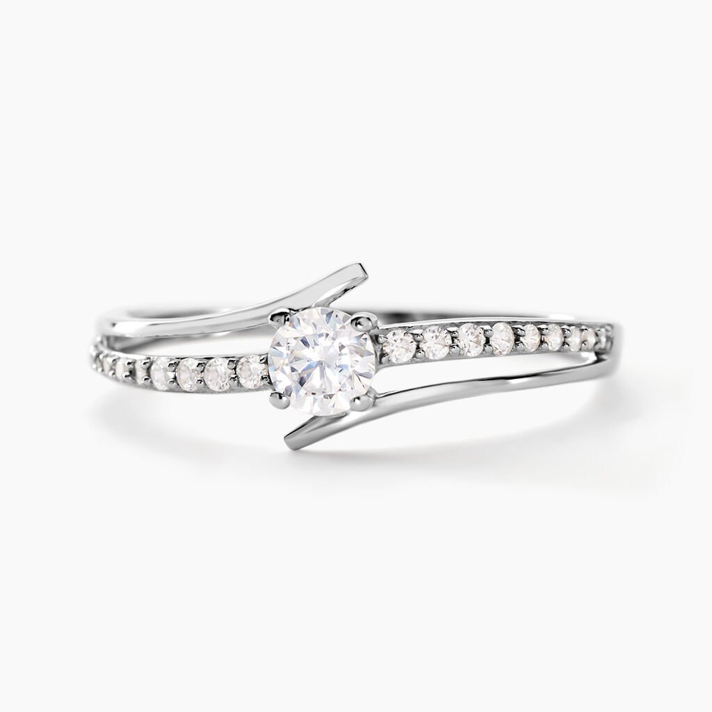 Bague April Or Blanc Oxyde De Zirconium - Solitaires Femme | Marc Orian