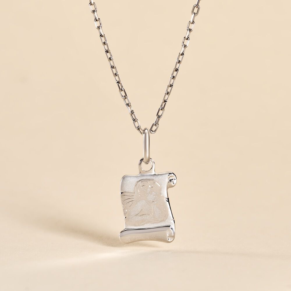 Pendentif Golda Ange Parchemin Or Blanc - Bijoux personnalis&eacute;s Famille | Marc Orian
