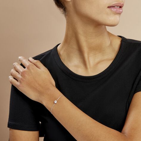 Bracelet Solitaire Argent Blanc Oxyde De Zirconium - Bracelets chaînes Femme | Marc Orian