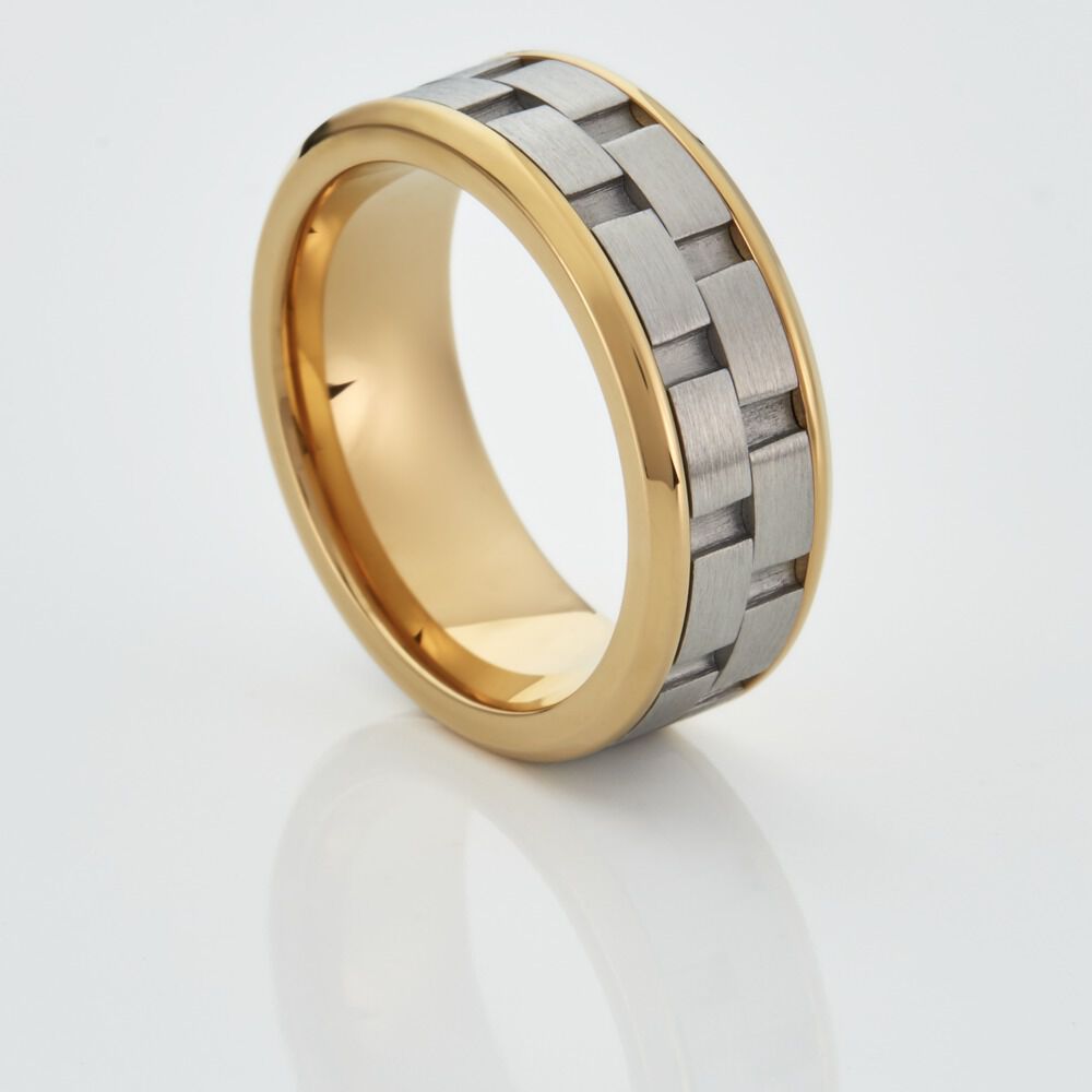 Bague Jourdan Oahu Acier Blanc Et Jaune - Bagues grosses Homme | Marc Orian