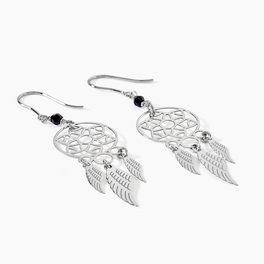 Boucles D'oreilles Pendantes Dream Catcher Argent Pierre De Synthese - Pendantes Femme | Marc Orian