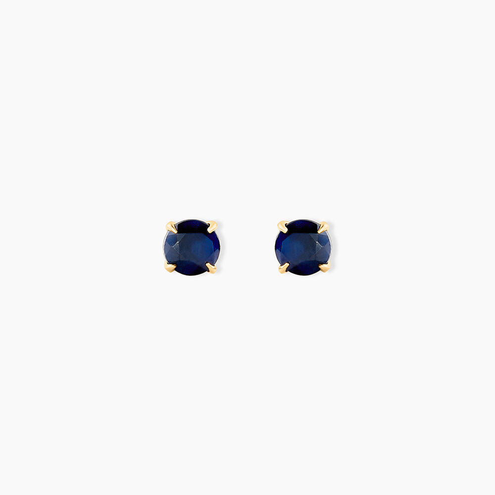 Boucles D'oreilles Puces Elea Serti Griffe Or Jaune Saphir - Puces Femme | Marc Orian