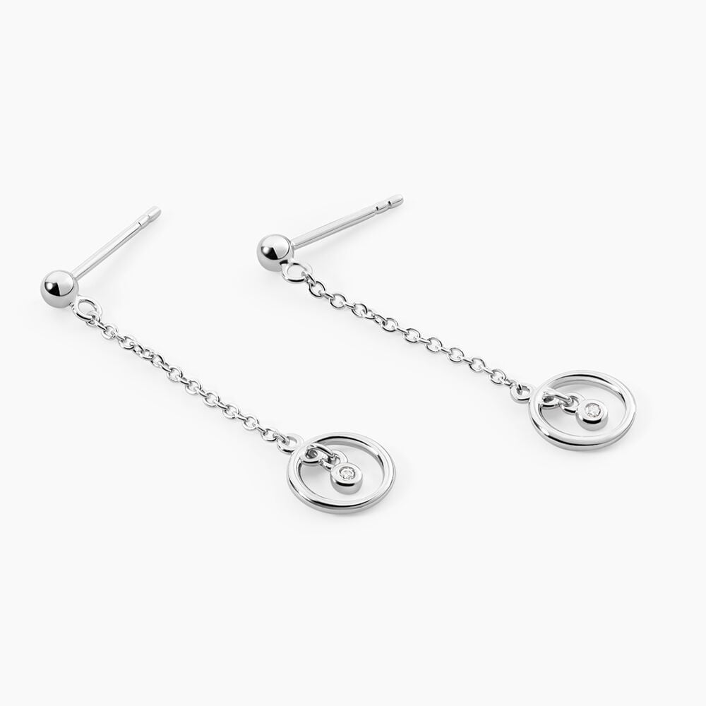 Boucles D'Oreilles Pendantes Geraldo Argent Blanc Oxyde De Zirconium - Pendantes Femme | Marc Orian