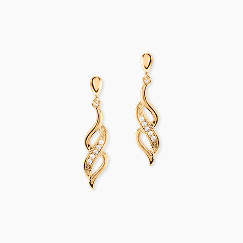 Boucles D'oreilles Pendantes Ishaae Plaqu&eacute; Or Jaune Oxyde De Zirconium - Pendantes Femme | Marc Orian
