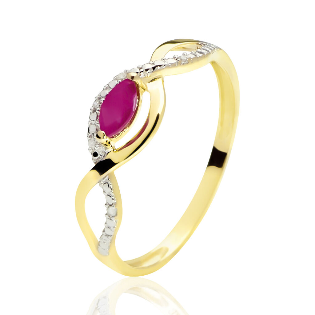 Bague Ondulation Or Bicolore Rubis Et Diamant - Bagues vintage Femme | Marc Orian