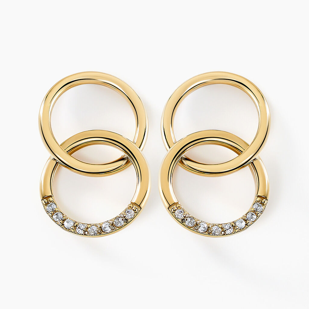 Boucles D'oreilles Pendantes Acier Dor&eacute; Oxydes De Zirconium - Pendantes Femme | Marc Orian