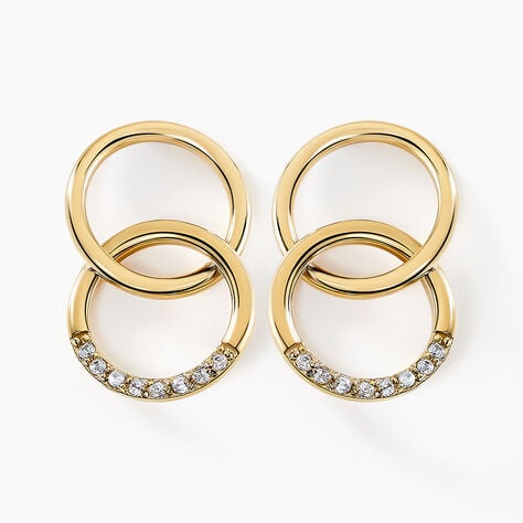 Boucles D'oreilles Pendantes Acier Dor&eacute; Oxydes De Zirconium - Pendantes Femme | Marc Orian