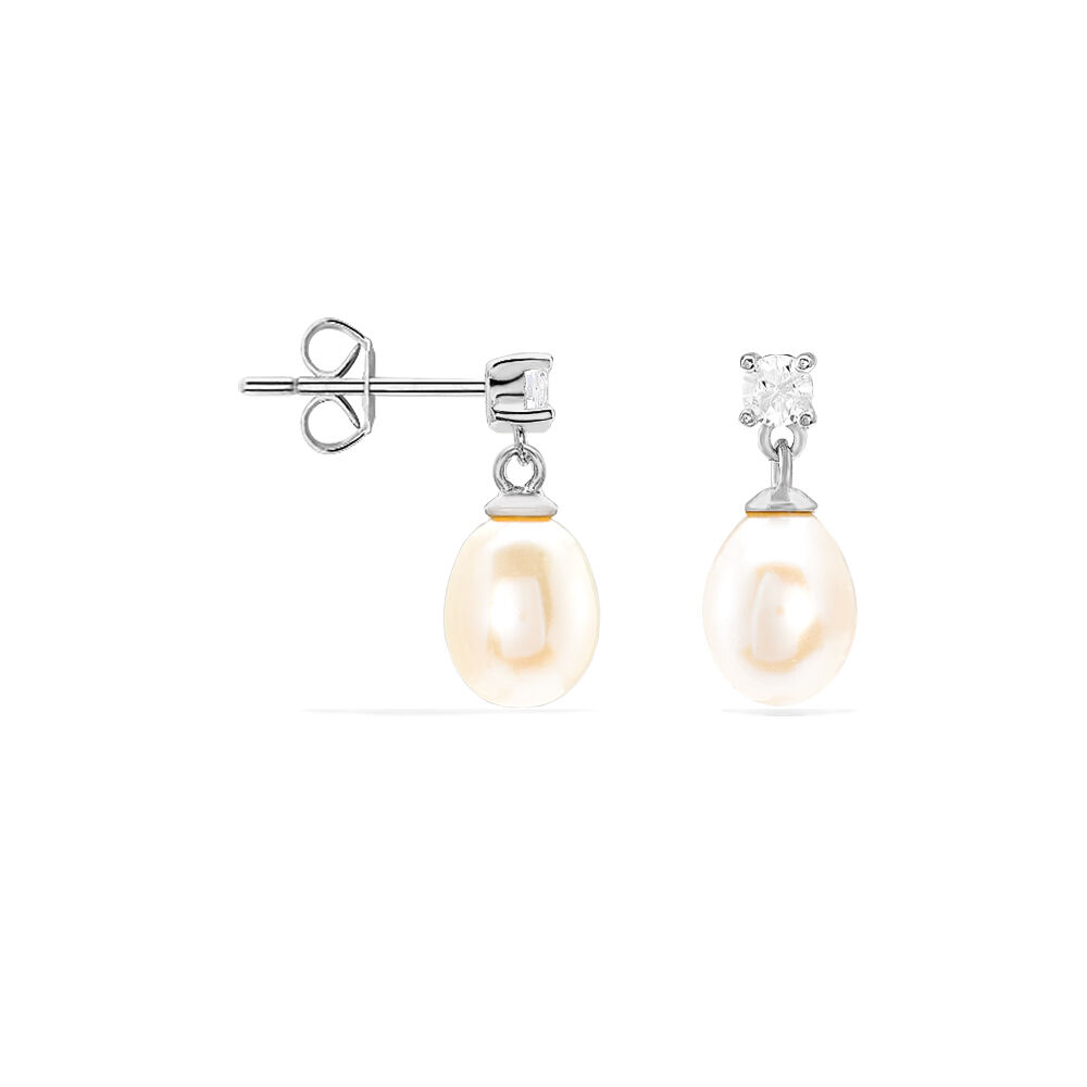 Boucles D'oreilles Pendantes Dolores Argent  Perle De Culture Et Oxyde - Pendantes Femme | Marc Orian