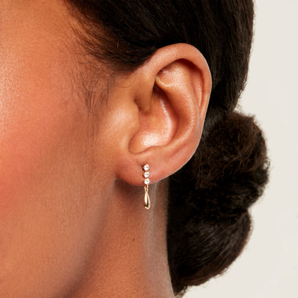 Boucles D'Oreilles Pendantes Johanie Or Jaune Oxyde De Zirconium - Pendantes Femme | Marc Orian