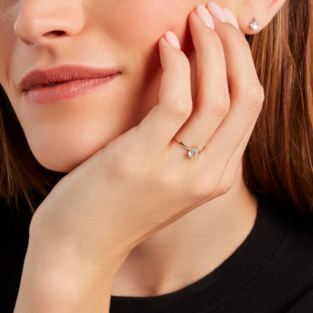 Bague Solitaire Goutte Or Jaune Topaze - Bagues pierres fines Femme | Marc Orian