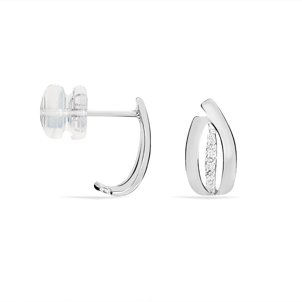 Boucles D'oreilles Puces Aelis Or Blanc Diamant - Puces Femme | Marc Orian