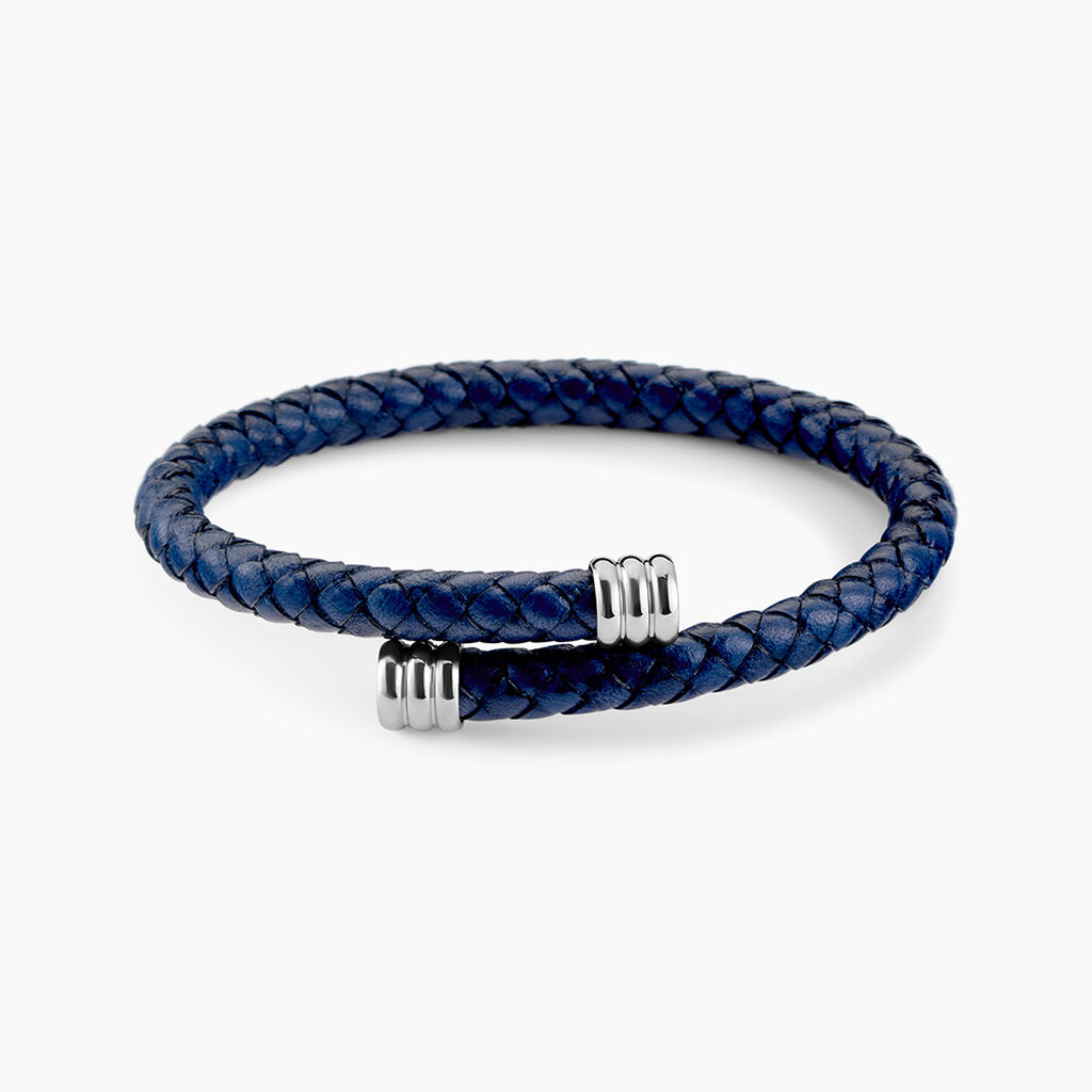Bracelet Cuir De Vache Bleu - Bracelets cuir Homme | Marc Orian