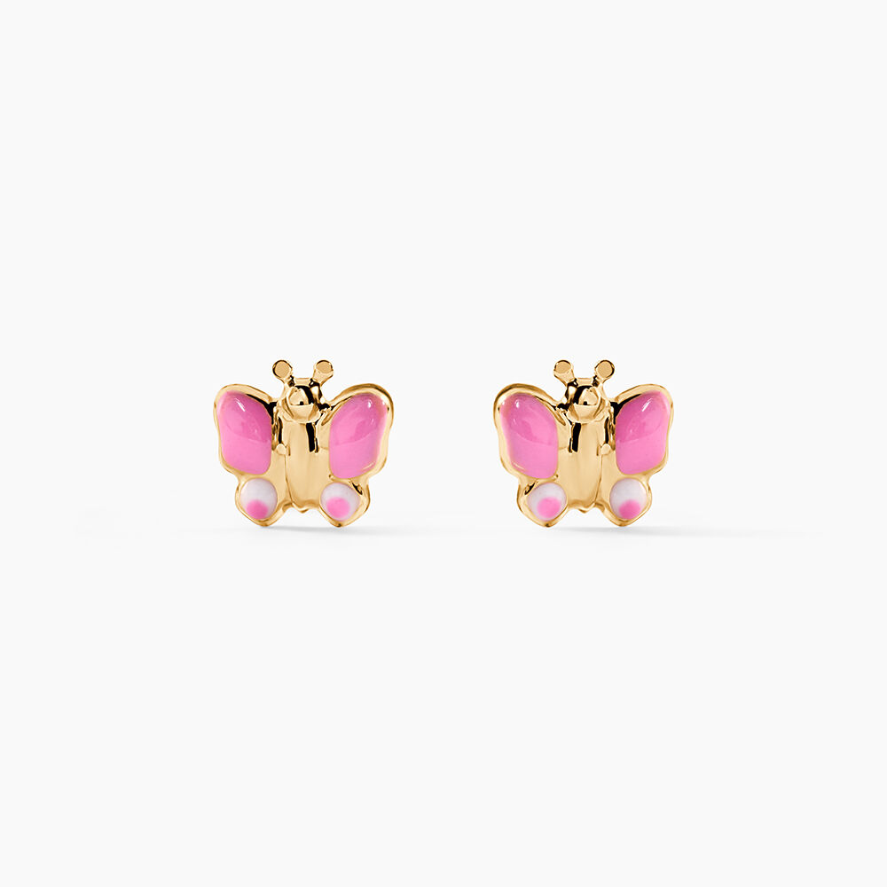 Boucles D'oreilles Puces Sienna Papillon Or Jaune - Puces Enfant | Marc Orian