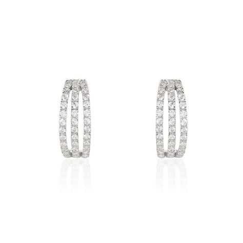 Créoles Oiva Or Blanc Oxyde De Zirconium - Créoles Femme | Marc Orian
