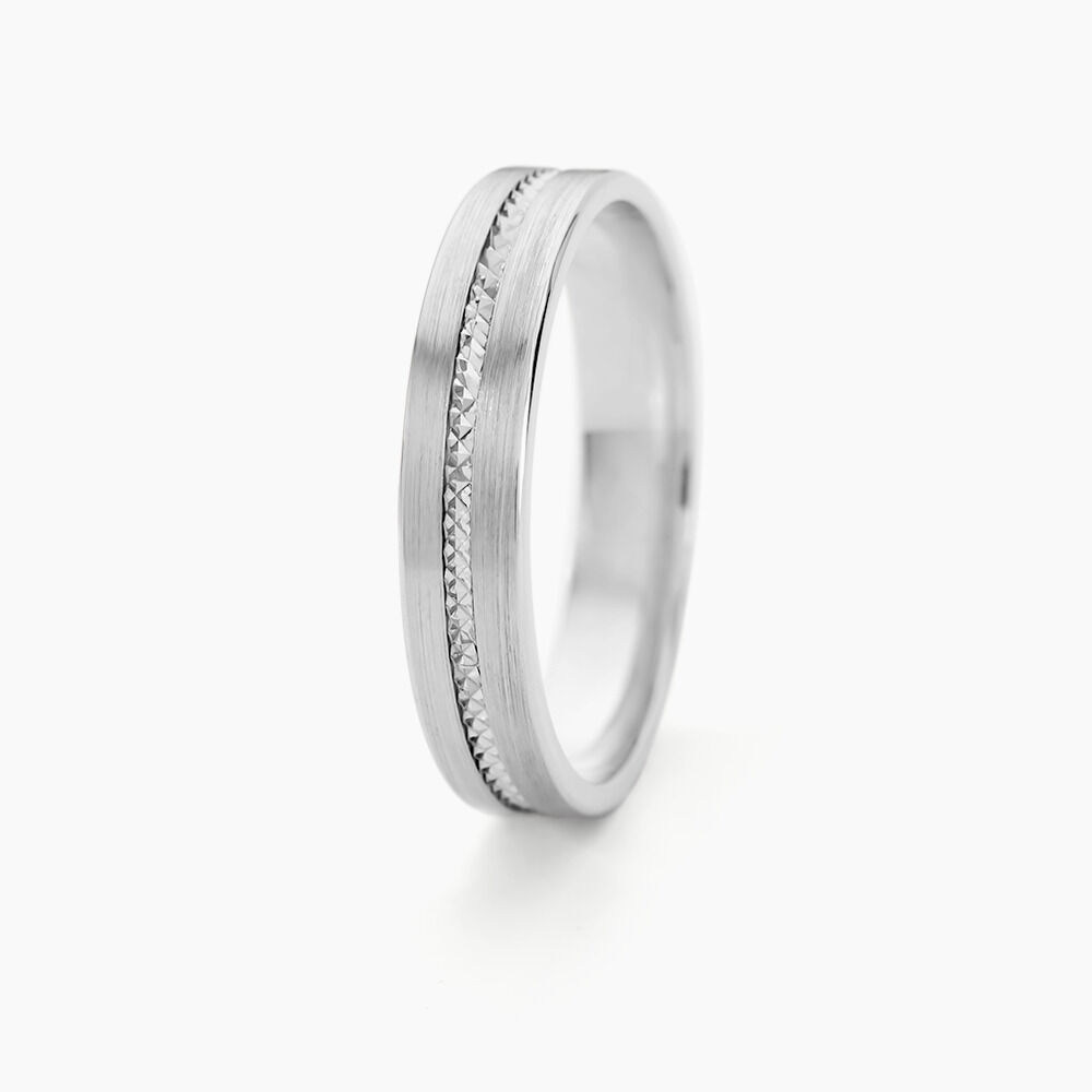 Alliance Nelcie Ruban Plat Argent Blanc - Alliances duo Famille | Marc Orian