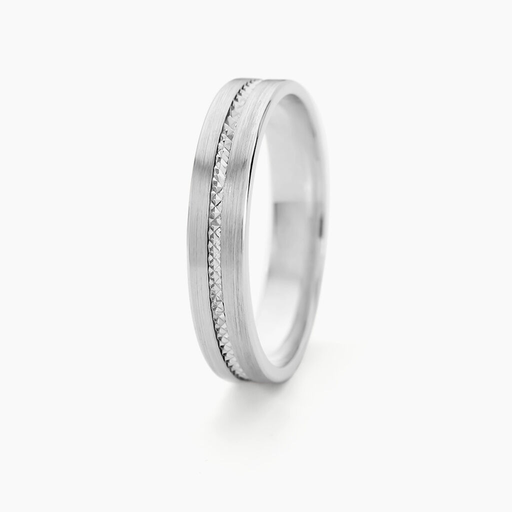 Alliance Nelcie Ruban Plat Argent Blanc - Alliances duo Famille | Marc Orian