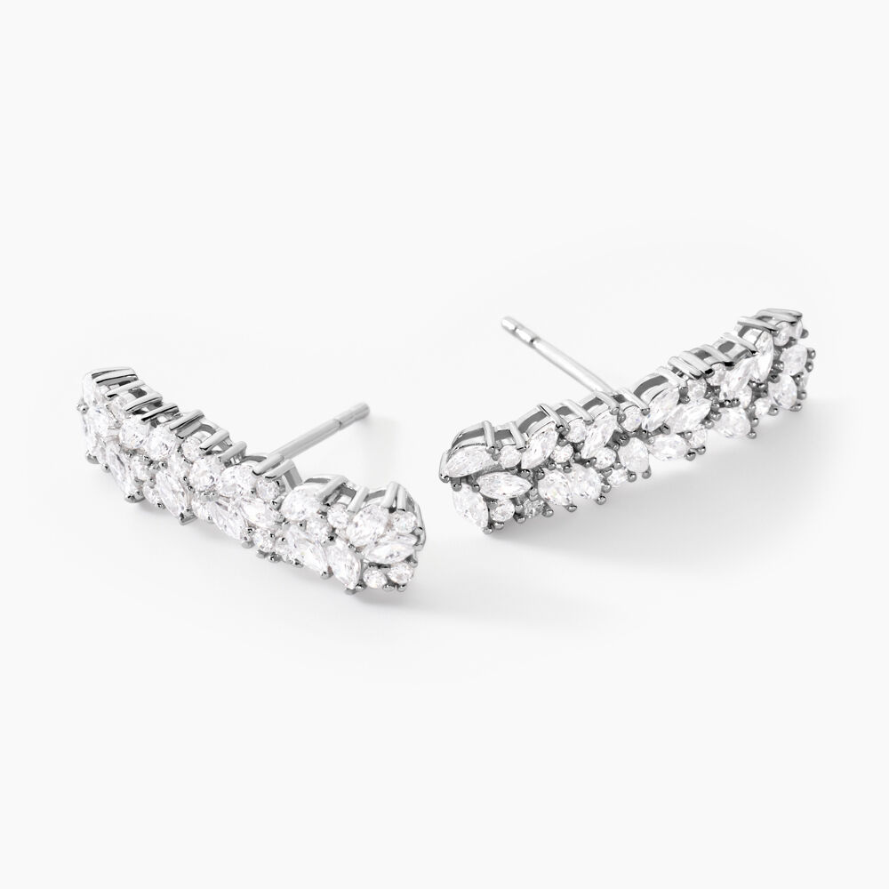 Bijoux D'oreilles Argent Blanc Precieux Flocon Oxyde De Zirconium - Piercings d'oreilles Femme | Marc Orian
