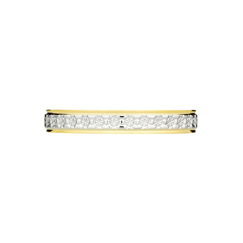 Alliance Grain De Folie Diamantee Ruban Plat Or Bicolore - Alliances duo Famille | Marc Orian
