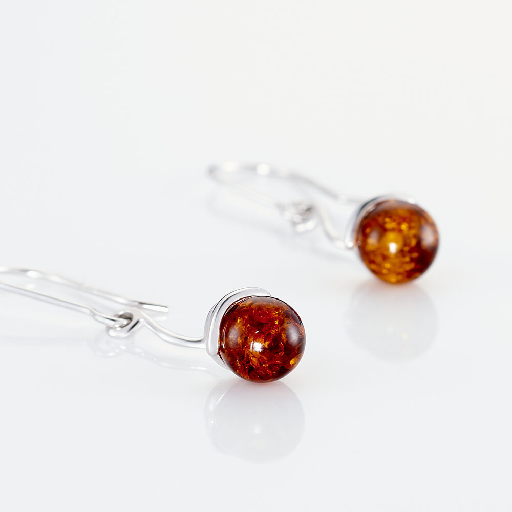 Boucles D'oreilles Pendantes Mariangeae Argent Blanc Ambre - Pendantes Femme | Marc Orian
