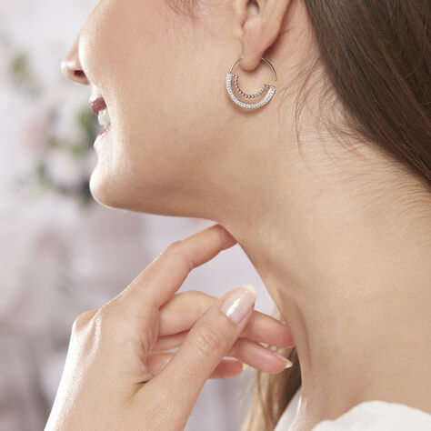 Boucles D'oreilles Pendantes Nathalie Argent Blanc Oxyde De Zirconium - Boucles d'oreilles Créoles Femme | Marc Orian