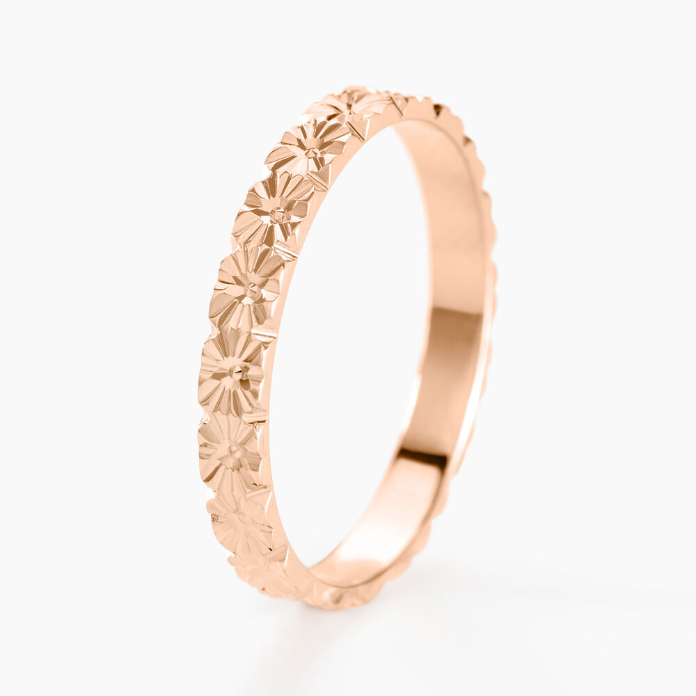 Alliance Fleur Diamantee Ruban Plat Or Rose - Alliances duo Unisex | Marc Orian